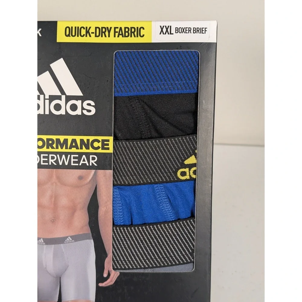 Adidas Performance Underwear Boxer Briefs Men's US Size XXL Quick Dry Fabric 3pk